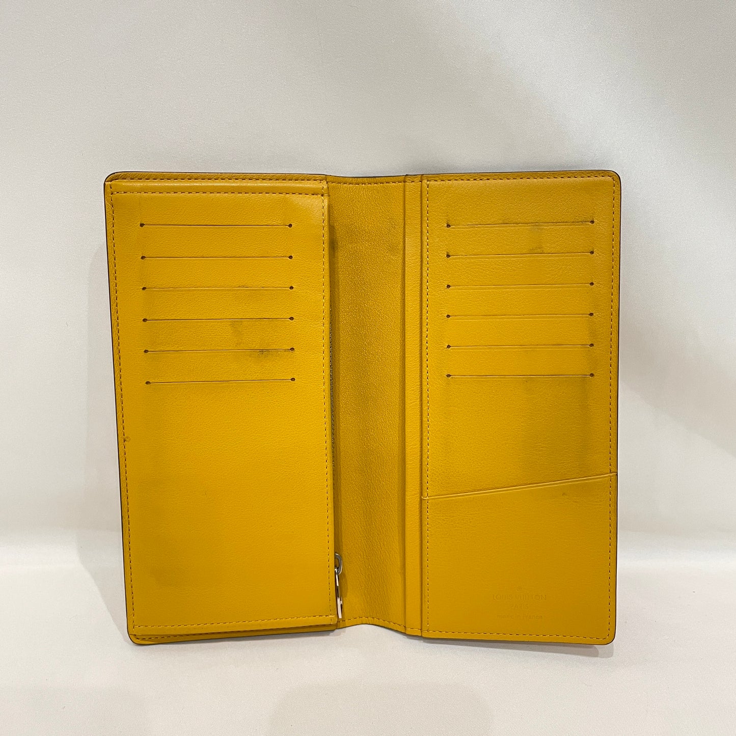 Louis Vuitton Yellow Leather Brazza Bifold Long Wallet Sku# 80178