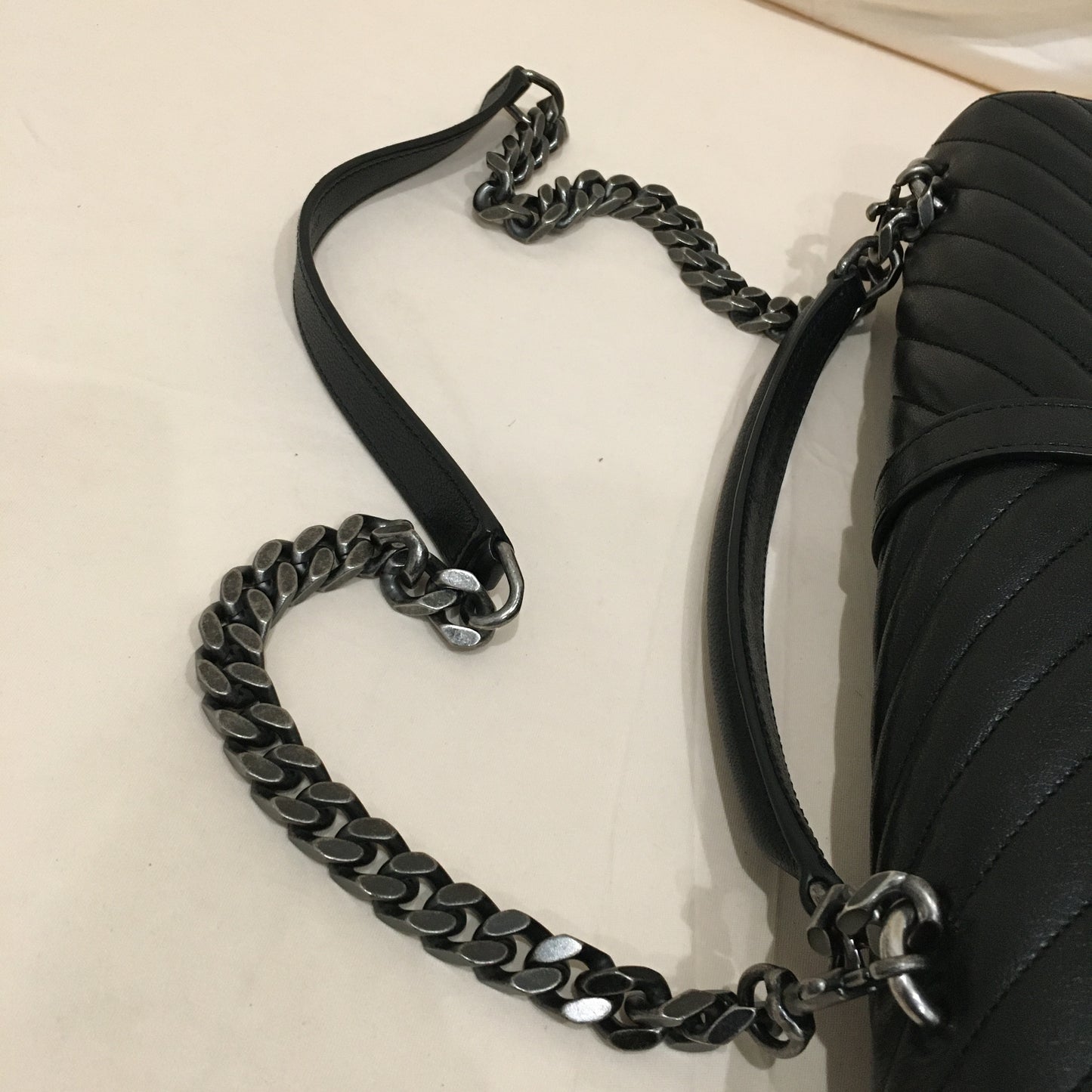 Yves Saint Laurent Black Leather Large College Bag Sku# 70466
