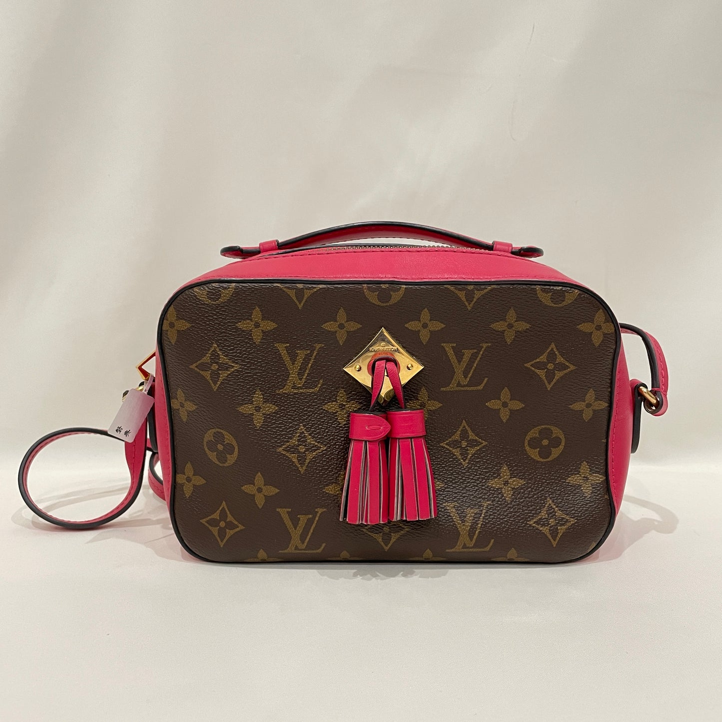 Louis Vuitton Monogram Coated Canvas Pink Leather Saintonge Crossbody Bag Sku# 80273