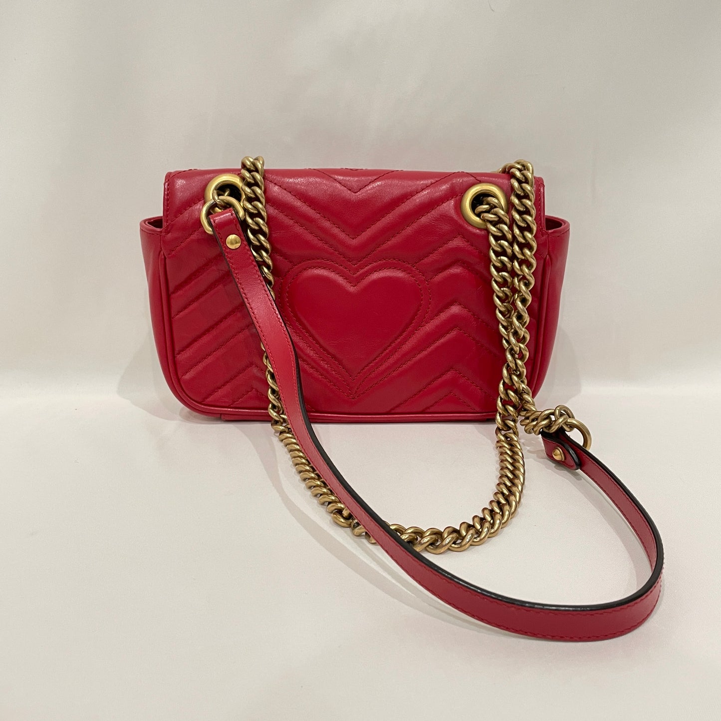 Gucci Red Leather Mini Marmont Shoulder Bag Sku# 80275