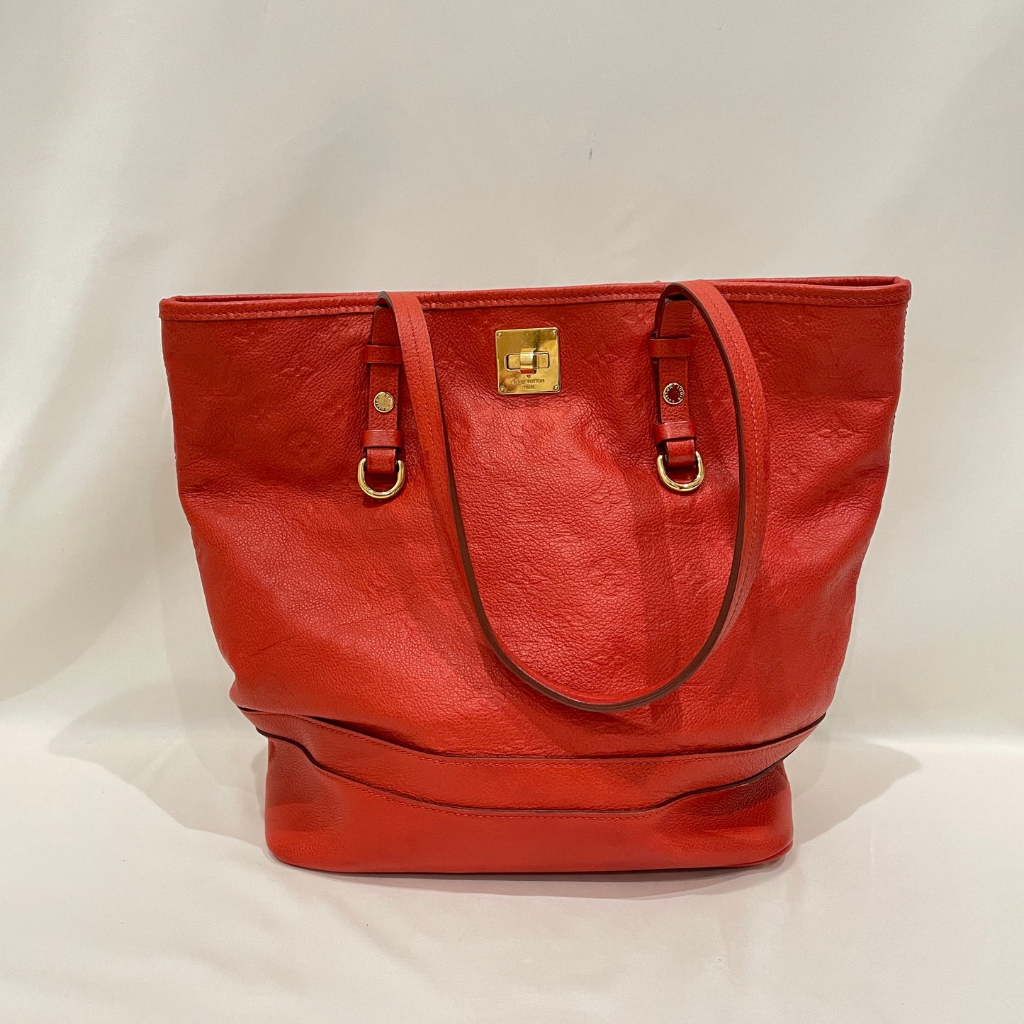 Louis Vuitton Red Monogram Empreinte Leather Citadine Bucket Tote With Pouch Sku# 80274