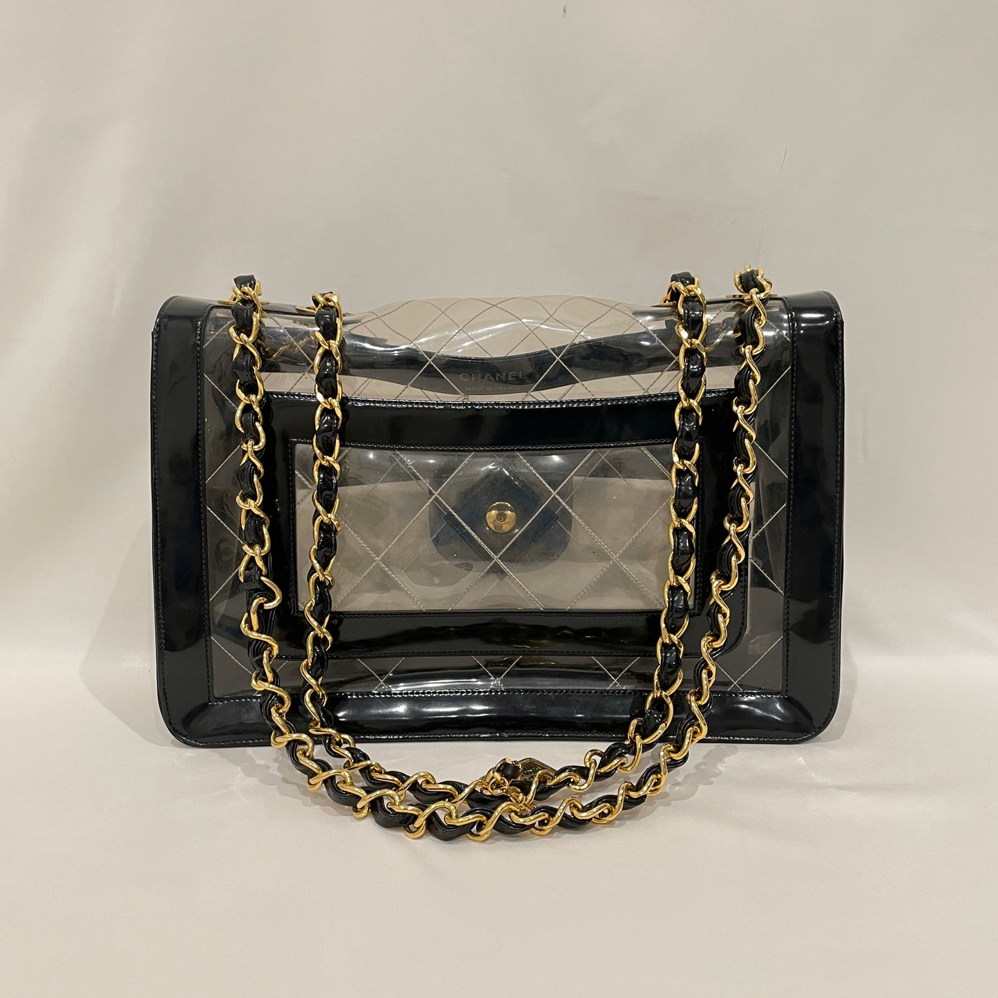 Chanel Black Clear PVC Maxi Flap Shoulder Bag  Sku# 80126