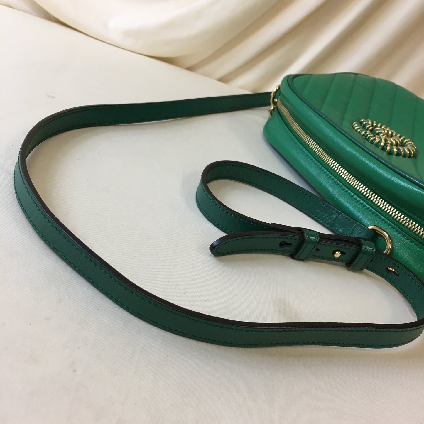 Gucci Green Leather Marmont Camera Bag Sku# 68878