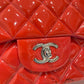 Chanel Orange Pink Patent Leather Jumbo Double Flap Shoulder Bag Sku# 79691