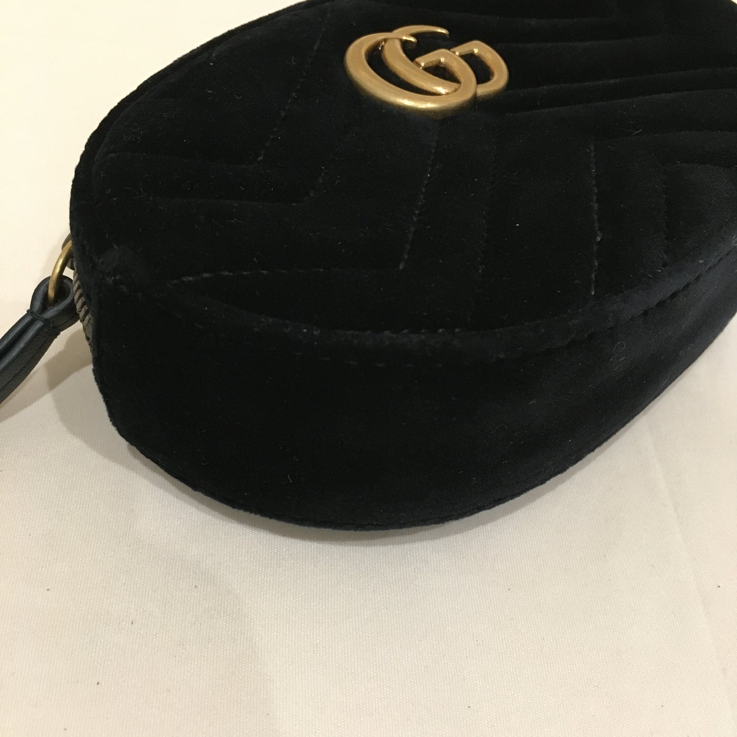 Gucci Black Velvet GG Belt Bag 95/38 Sku# 71543