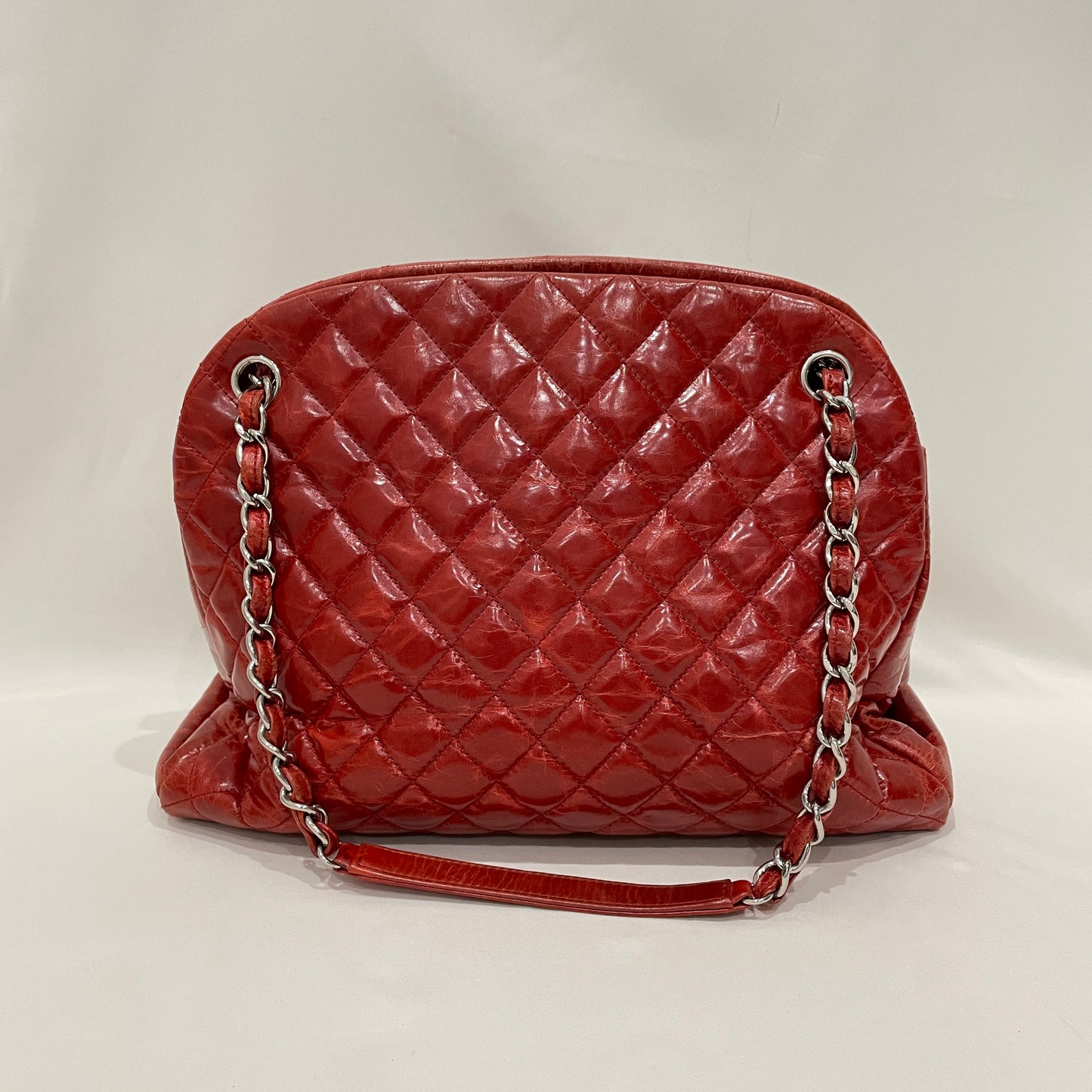 Chanel Red Varnished Leather Bowling Shoulder Bag Sku# 80269