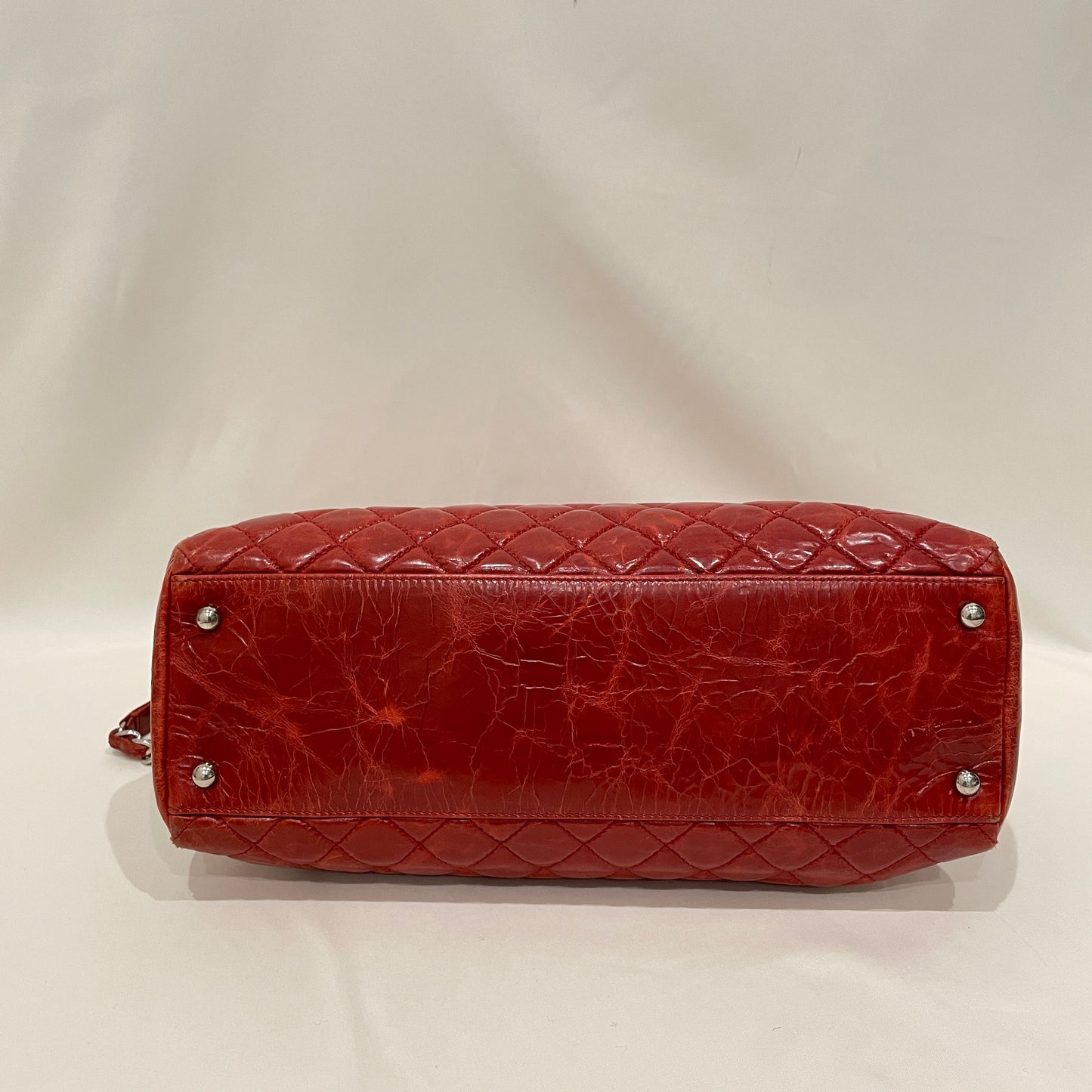 Chanel Red Varnished Leather Bowling Shoulder Bag Sku# 80269