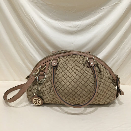 Gucci Brown Pink Canvas Sukey 2-ways Bag Sku# 71207
