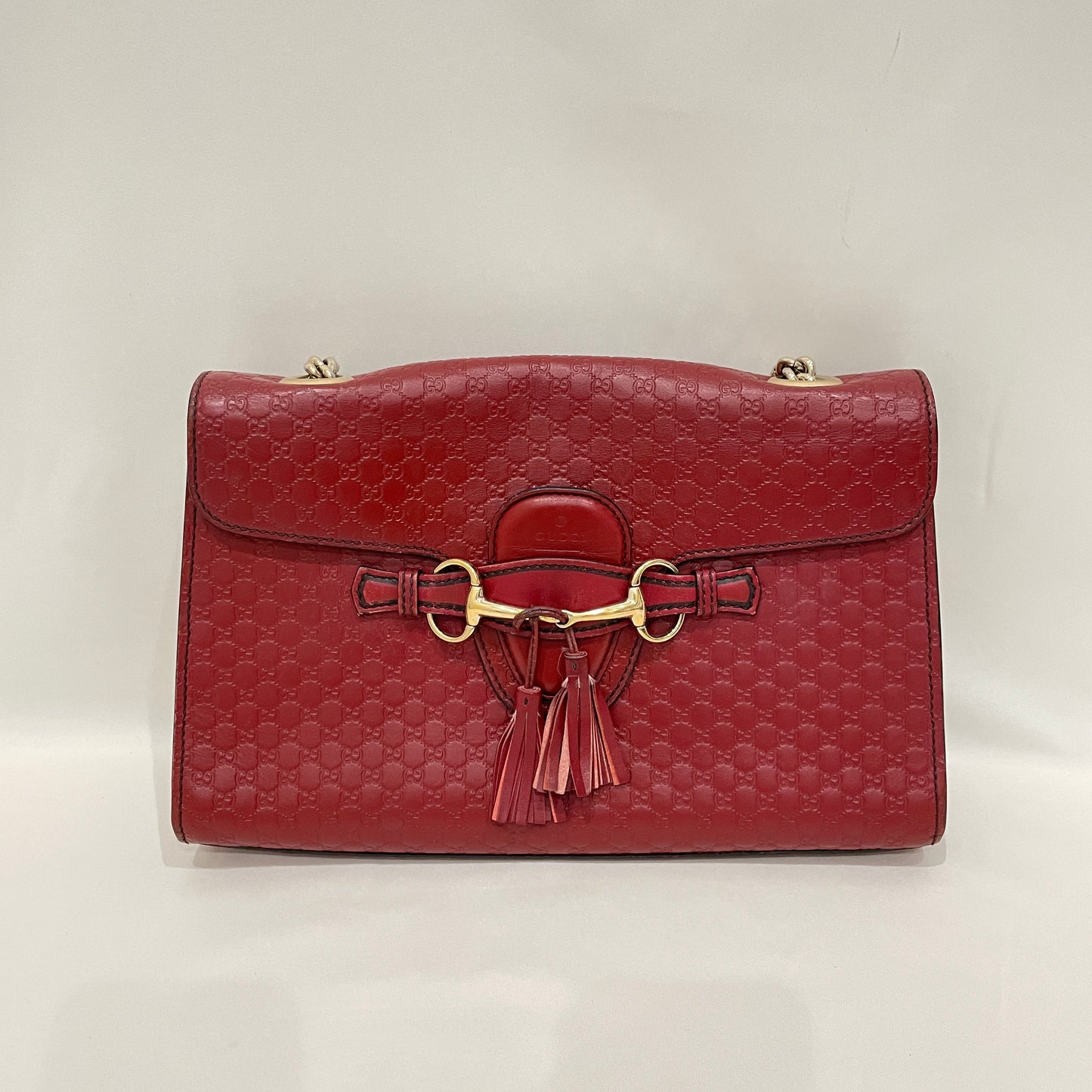 Gucci Red Leather Emily Chain Shoulder Bag Sku# 79647