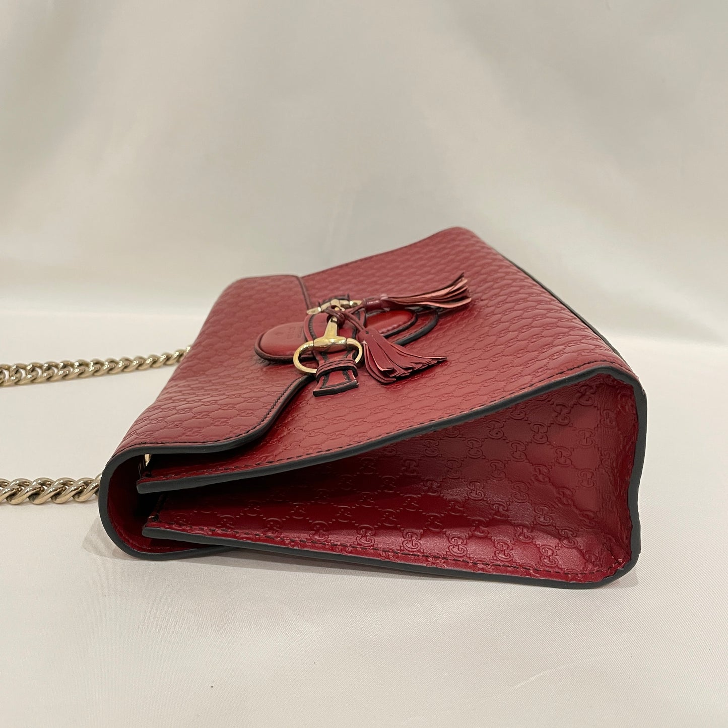 Gucci Red Leather Emily Chain Shoulder Bag Sku# 79647