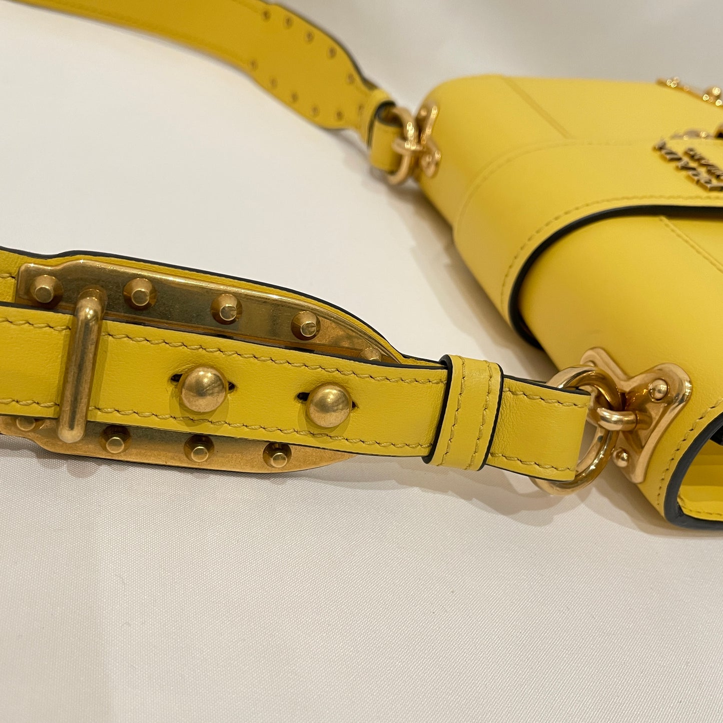 Prada Yellow City Calf Leather Saffiano Cahier Shoulder Bag Sku# 79976