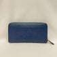 Prada Blue Saffiano Leather Zip Around Long Wallet Sku# 80350