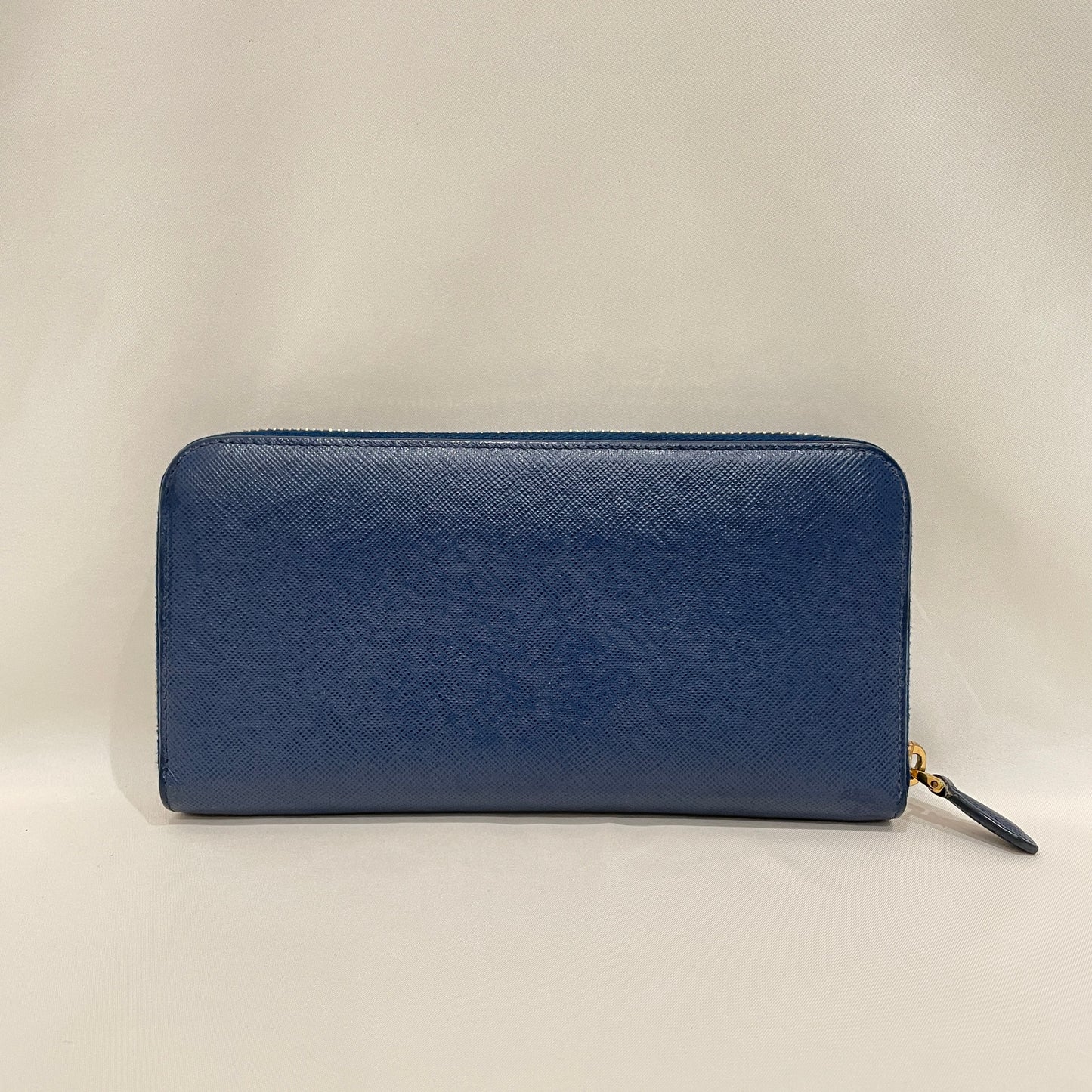 Prada Blue Saffiano Leather Zip Around Long Wallet Sku# 80350