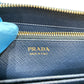 Prada Blue Saffiano Leather Zip Around Long Wallet Sku# 80350