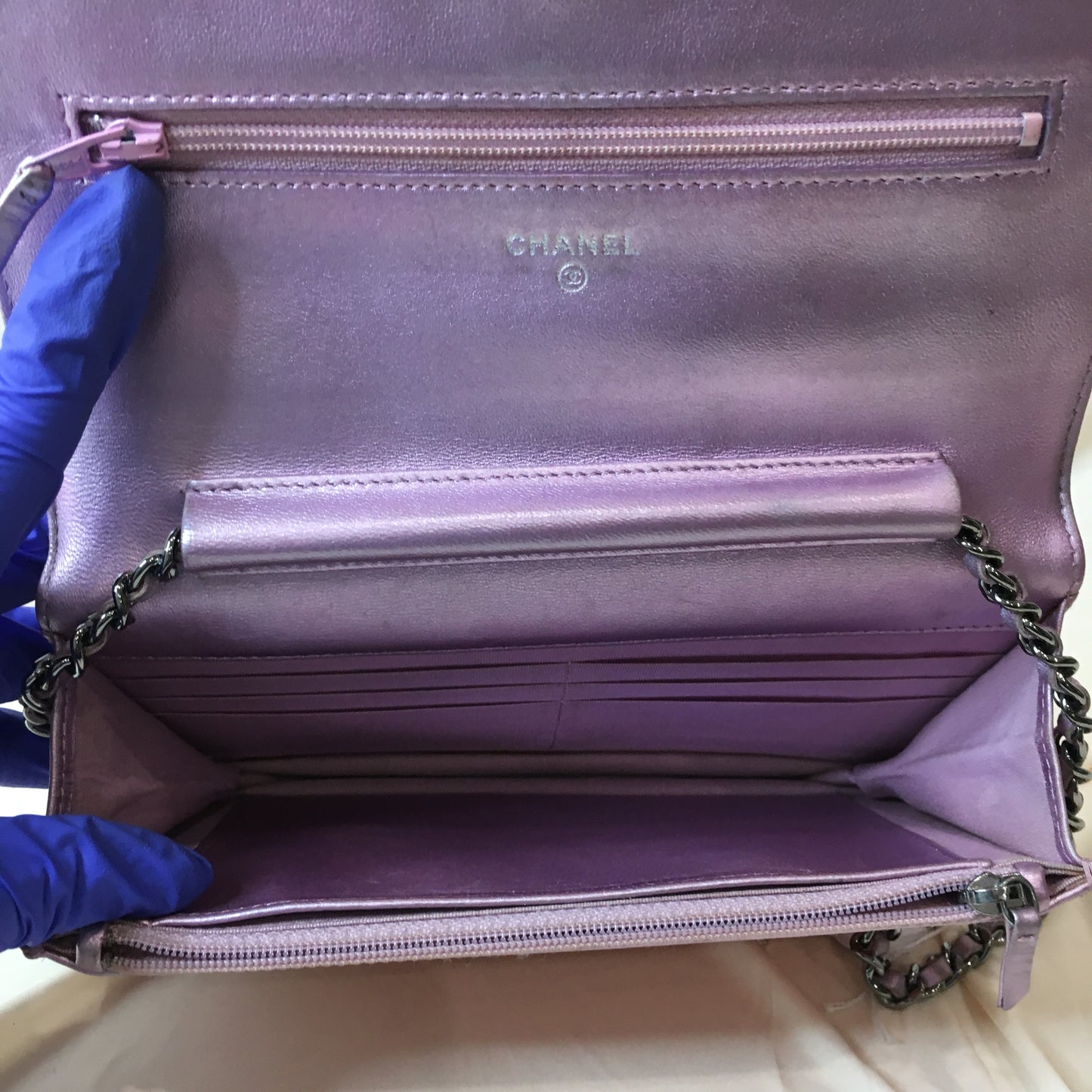 Chanel Pink Patent Boy Wallet On Chain Crossbody Bag Sku# 71937