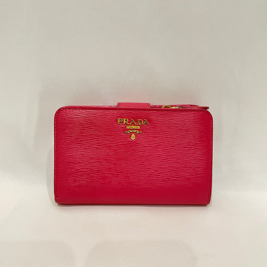 Prada Pink Saffiano Bifold Wallet Sku# 80472