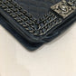 Chanel Navy Metallic Cracked Leather Small Boy Shoulder Bag Sku# 72385