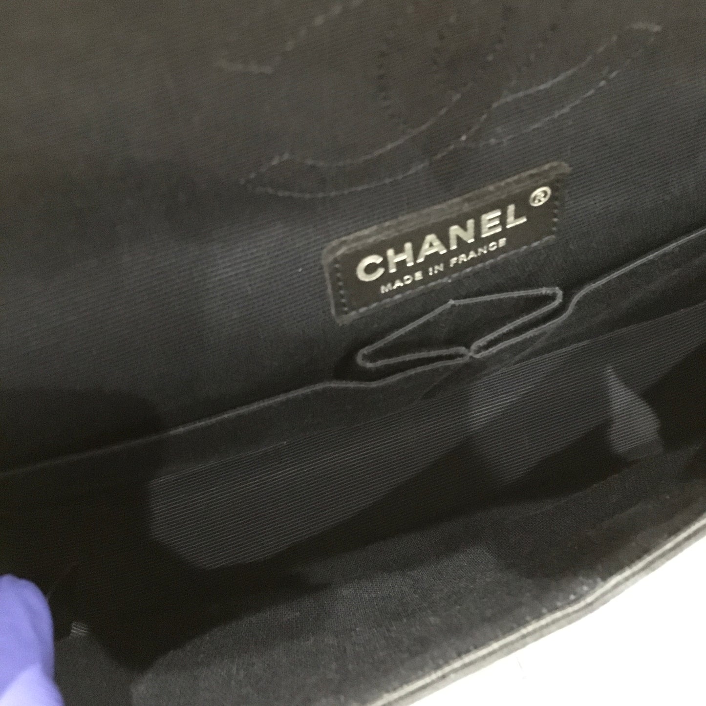 Chanel Navy Cotton Medium Double Flap Shoulder Bag Sku# 70614