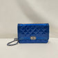 Chanel Blue Patent Boy Wallet On Chain Sku# 80530