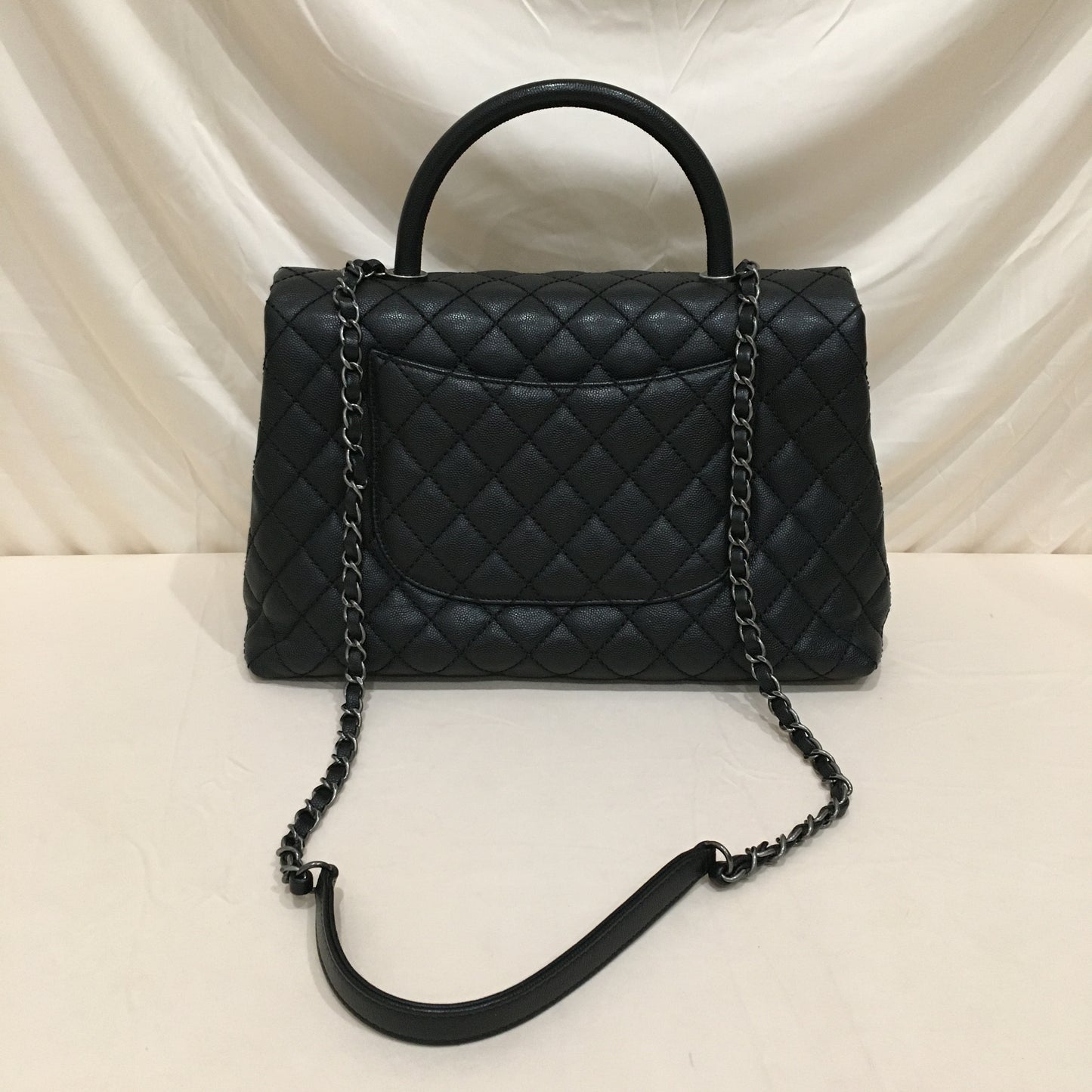 Chanel Black Caviar Coco Handle Medium 2-ways Shoulder Bag Sku# 70635