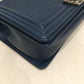 Chanel Navy Blue Lambskin Chevron New Medium Boy Flap Shoulder Bag Sku# 70636