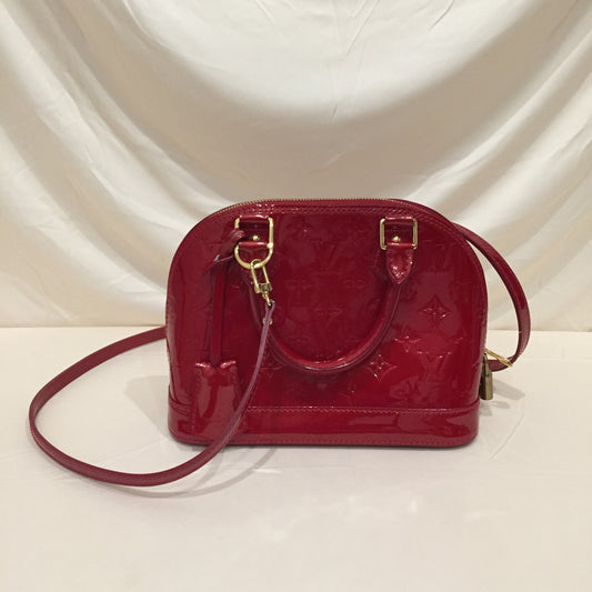 Louis Vuitton Red Vernis Alma BB With Strap Satchel Sku# 71944