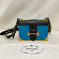 Prada Blue Black City Calfskin Saffiano Cahier Shoulder Bag Sku# 79974