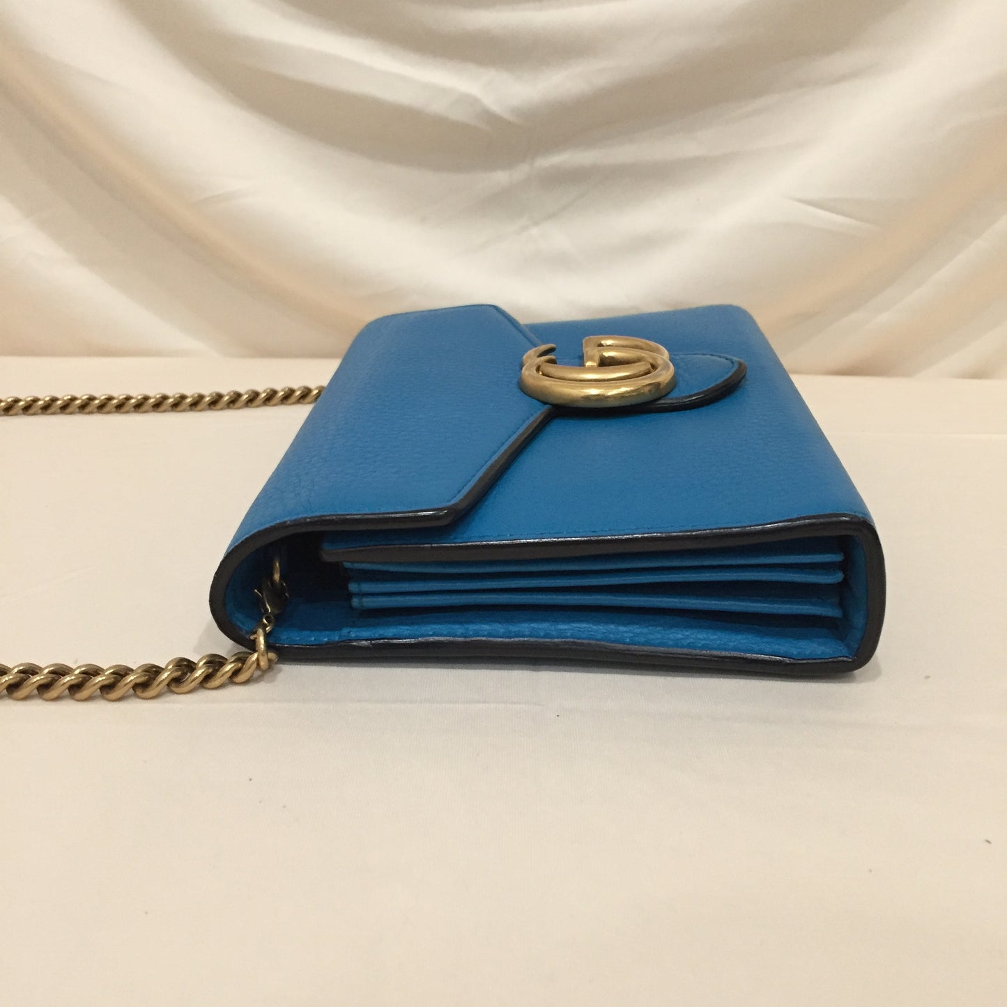 Gucci Blue Leather Wallet On Chain Crossbody Bag Sku# 71956