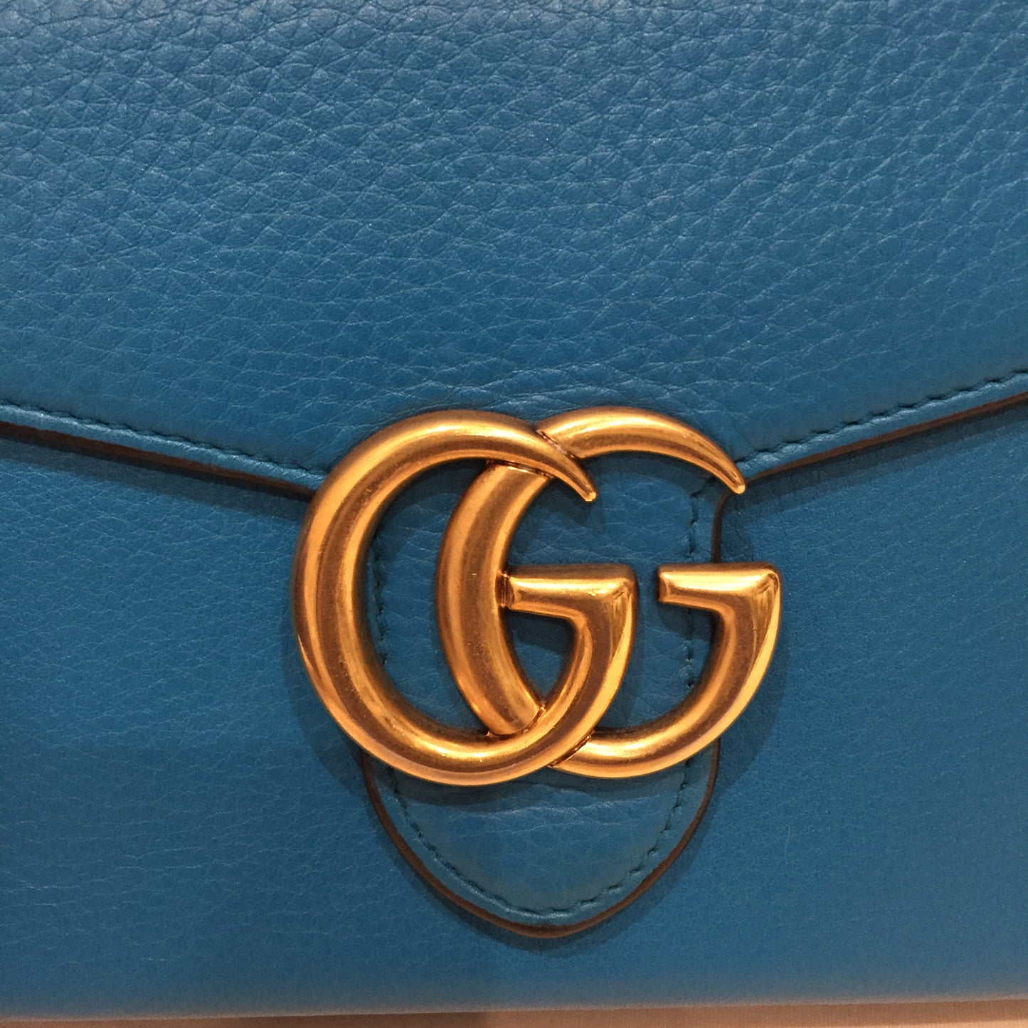 Gucci Blue Leather Wallet On Chain Crossbody Bag Sku# 71956
