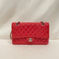 Chanel Pink Patent Medium Double Flap Shoulder Bag Sku#80763