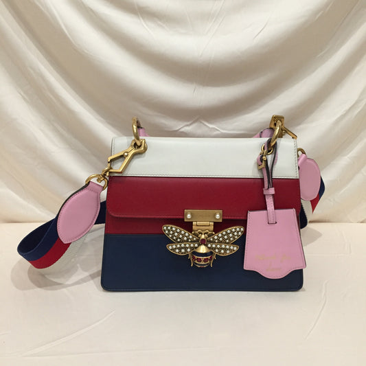Gucci Tricolor Queens Margaret Bee 2-Ways Top Handle Bag Sku# 71945