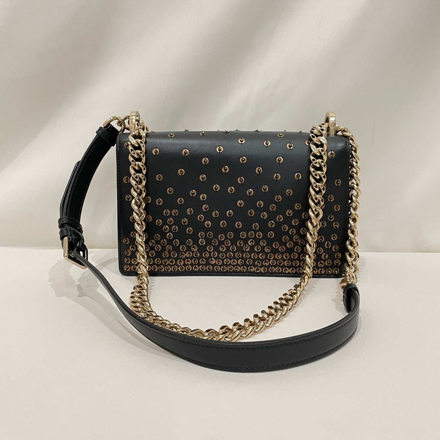 Dior Black Gold Stud Diorama Leather Shoulder Bag Sku#80766