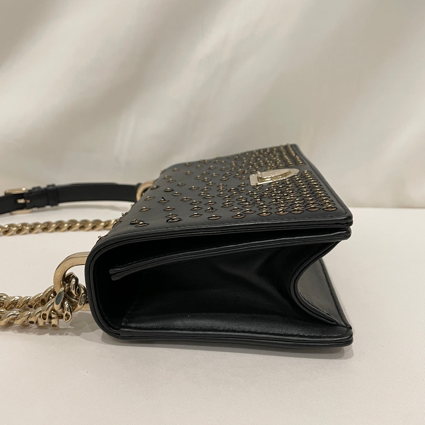 Dior Black Gold Stud Diorama Leather Shoulder Bag Sku#80766