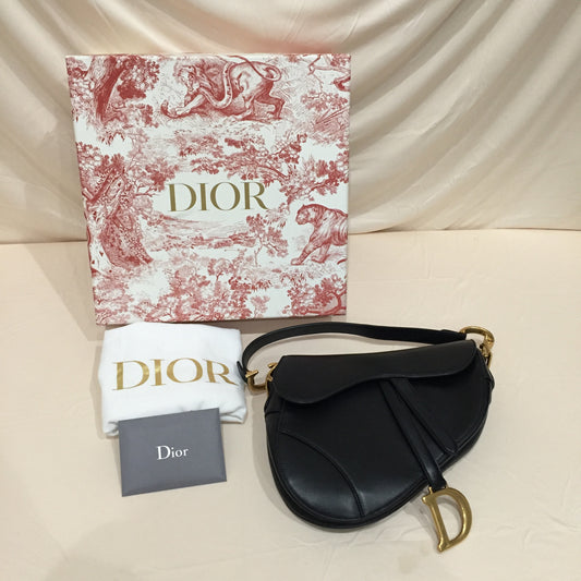 Dior Black Leather Saddle Bag Sku# 71988