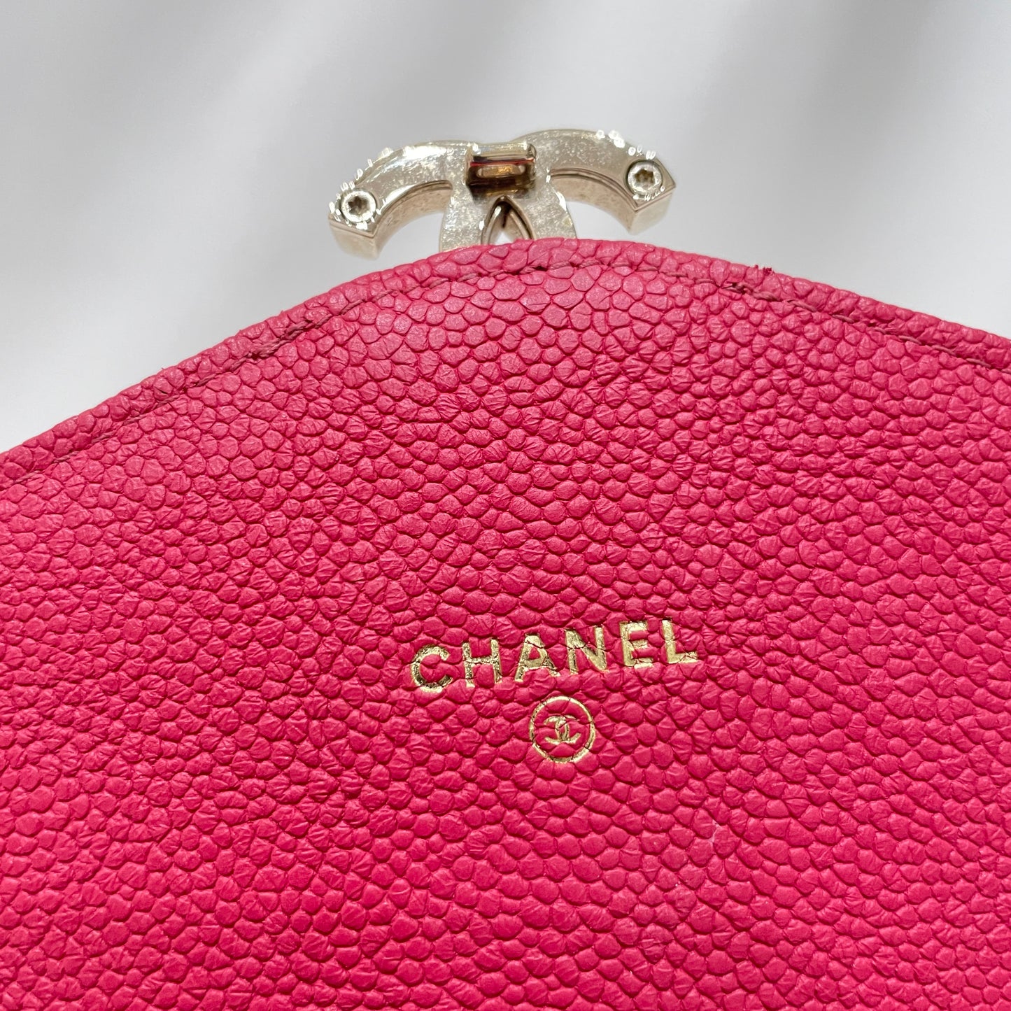 Chanel Pink Caviar Square Wallet On Chain Crossbody Bag Sku# 80636