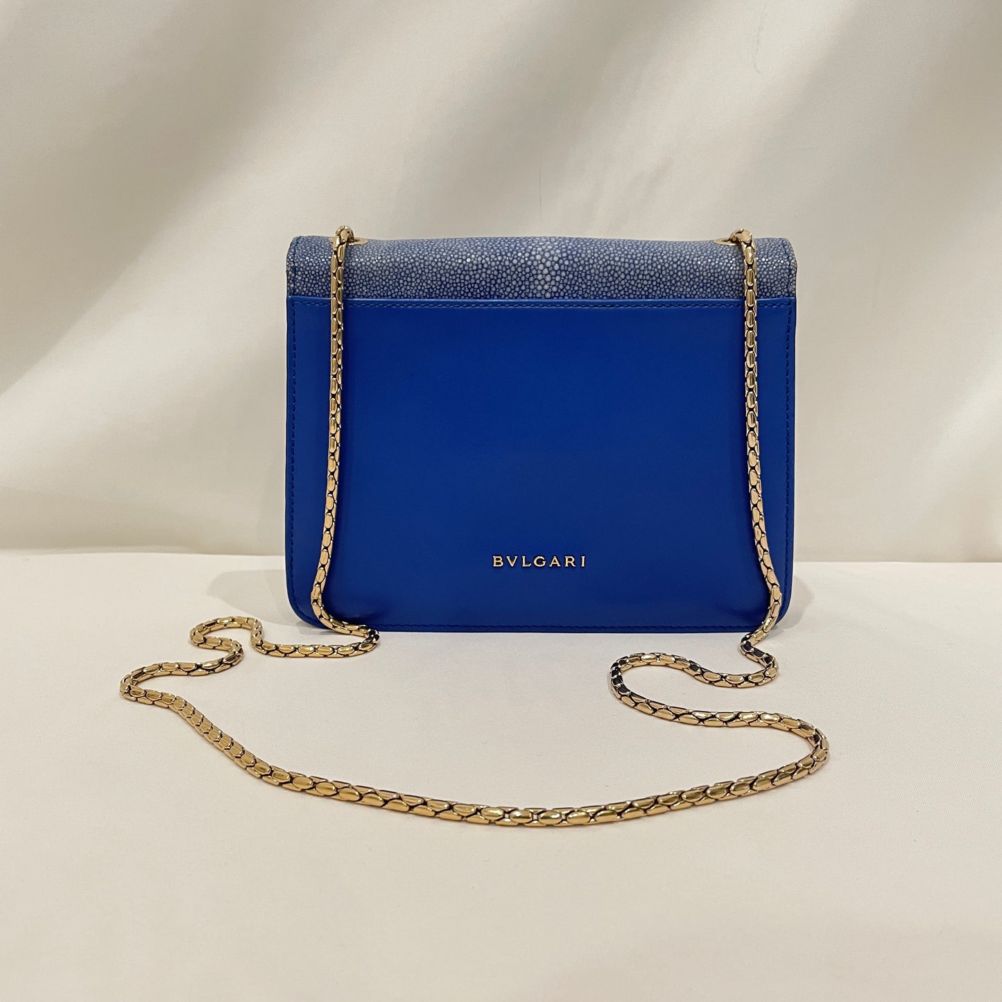 Bvlgari Blue Leather Stingray Serpenti Forever Shoulder Bag Sku#80767