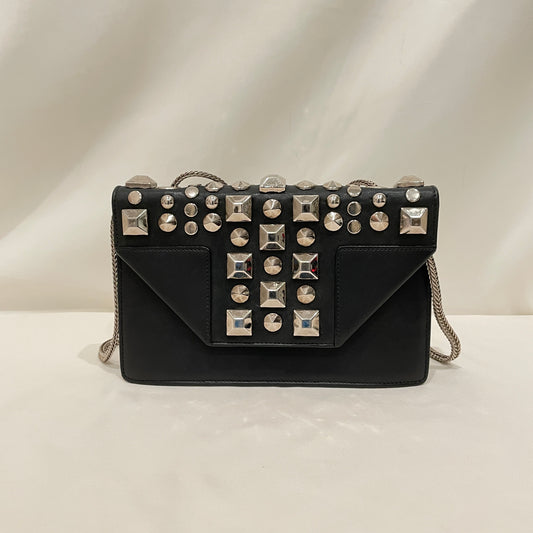 Yves Saint Laurent Black Leather Stud Chain Shoulder Bag Sku#80768