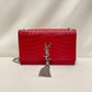 Yves Saint Laurent Red Croc Leather Tassel Kate Crossbody Bag Sku#80769