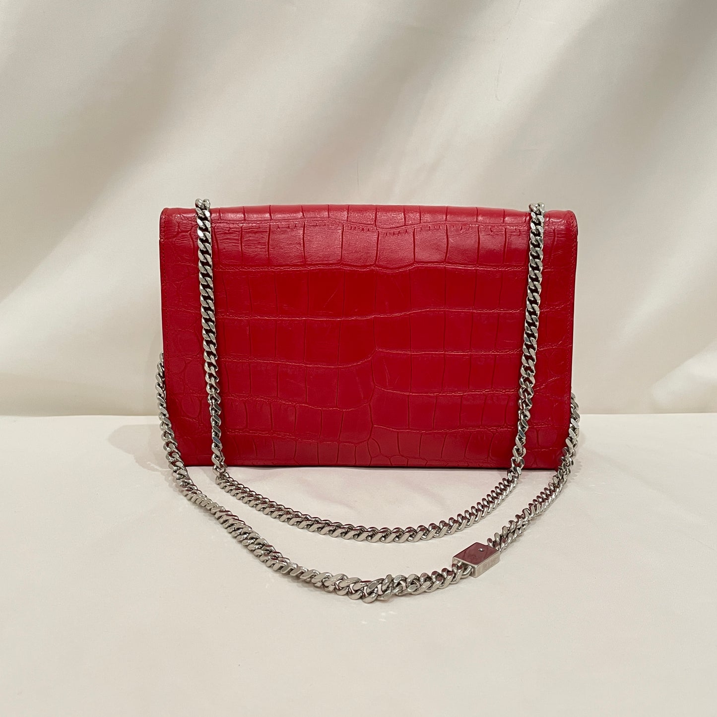 Yves Saint Laurent Red Croc Leather Tassel Kate Crossbody Bag Sku#80769