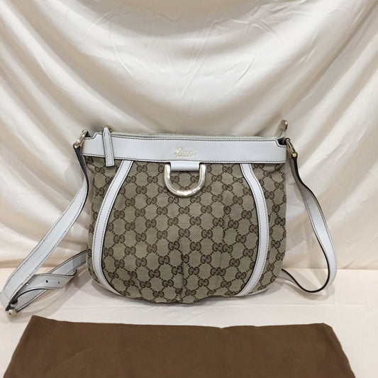 Gucci Brown White GG Canvas Crossbody Bag Sku# 72021