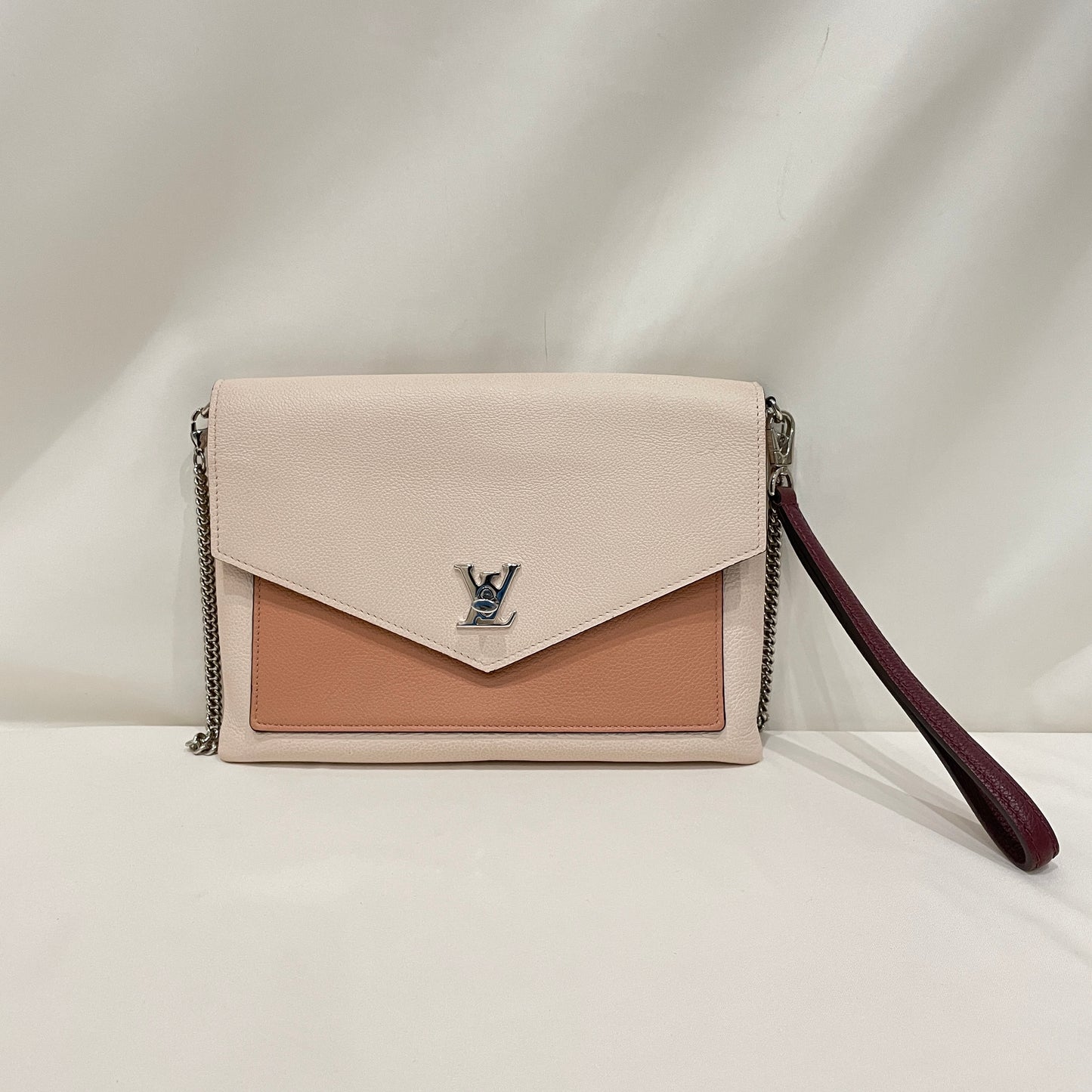 Louis Vuitton Beige Leather Mylockme Chain Pochette crossbody bag Sku#80772