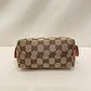 Gucci Pink Leather Brown GG Canvas Zip Pouch Sku# 80747