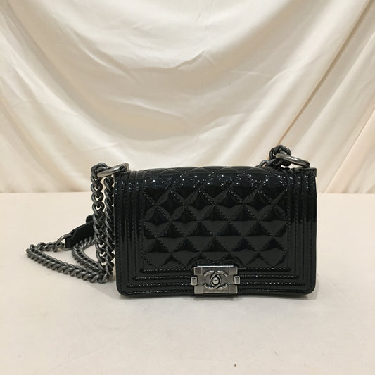 Chanel Black Patent Super Mini Boy Shoulder Bag Sku# 76305