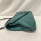 Yves Saint Laurent Green Calfskin Large Chevron College 2 Ways Shoulder Bag Sku#80637