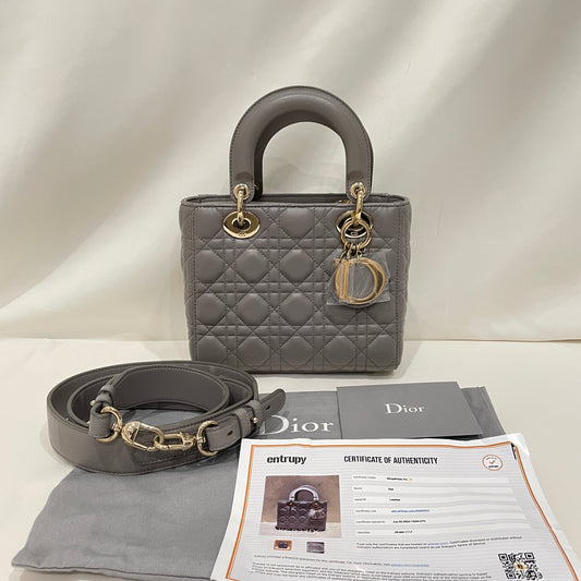 Dior Grey Leather My AbcDior Small Lady Dior Tote Sku# 80720