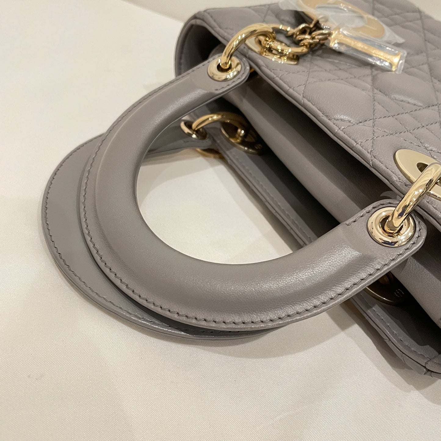 Dior Grey Leather My AbcDior Small Lady Dior Tote Sku# 80720