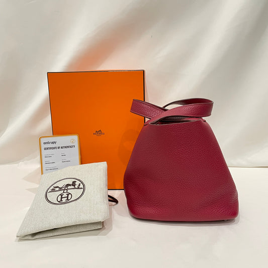 Hermes Red Leather Picotin 18 Handbag Sku#80292