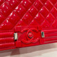 Chanel All Red Patent Old Medium Boy Flap Shoulder Bag Sku# 80823