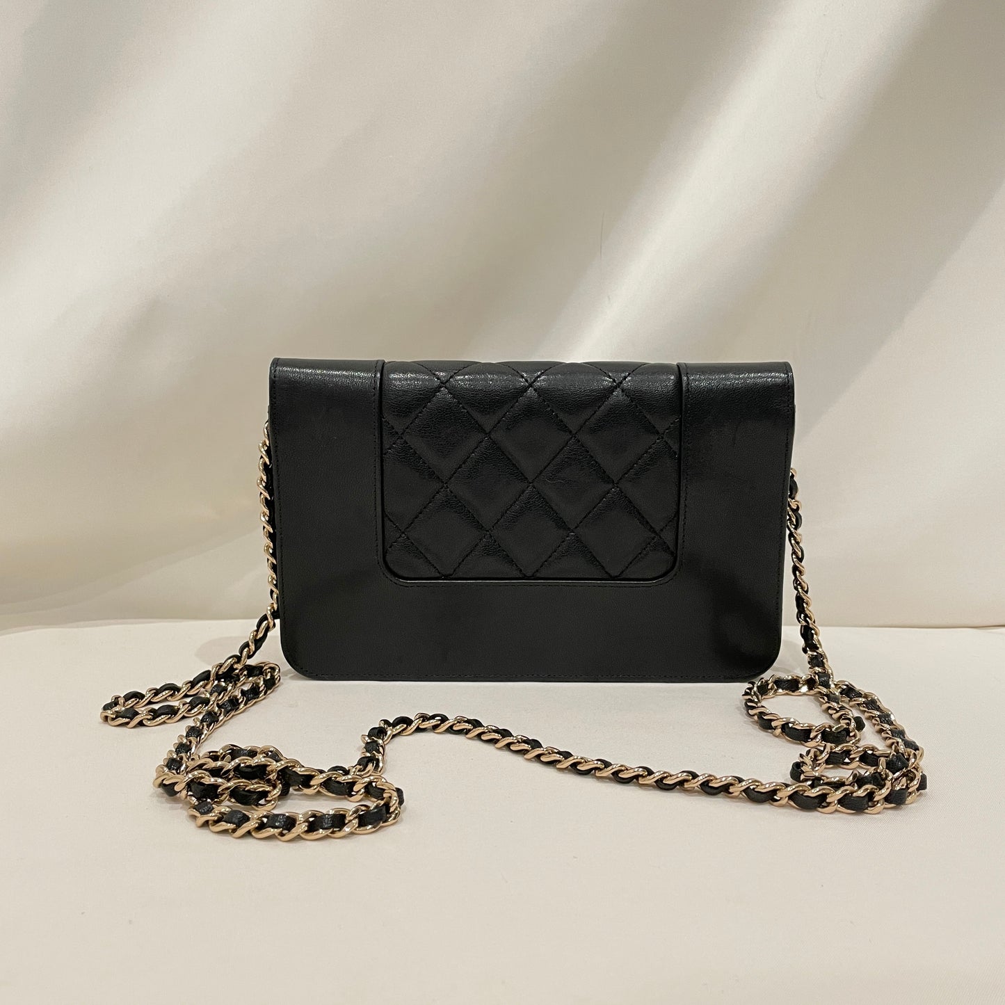 Chanel Black Calfskin Gold Hardware Mademoiselle Wallet On Chain Sku# 80840