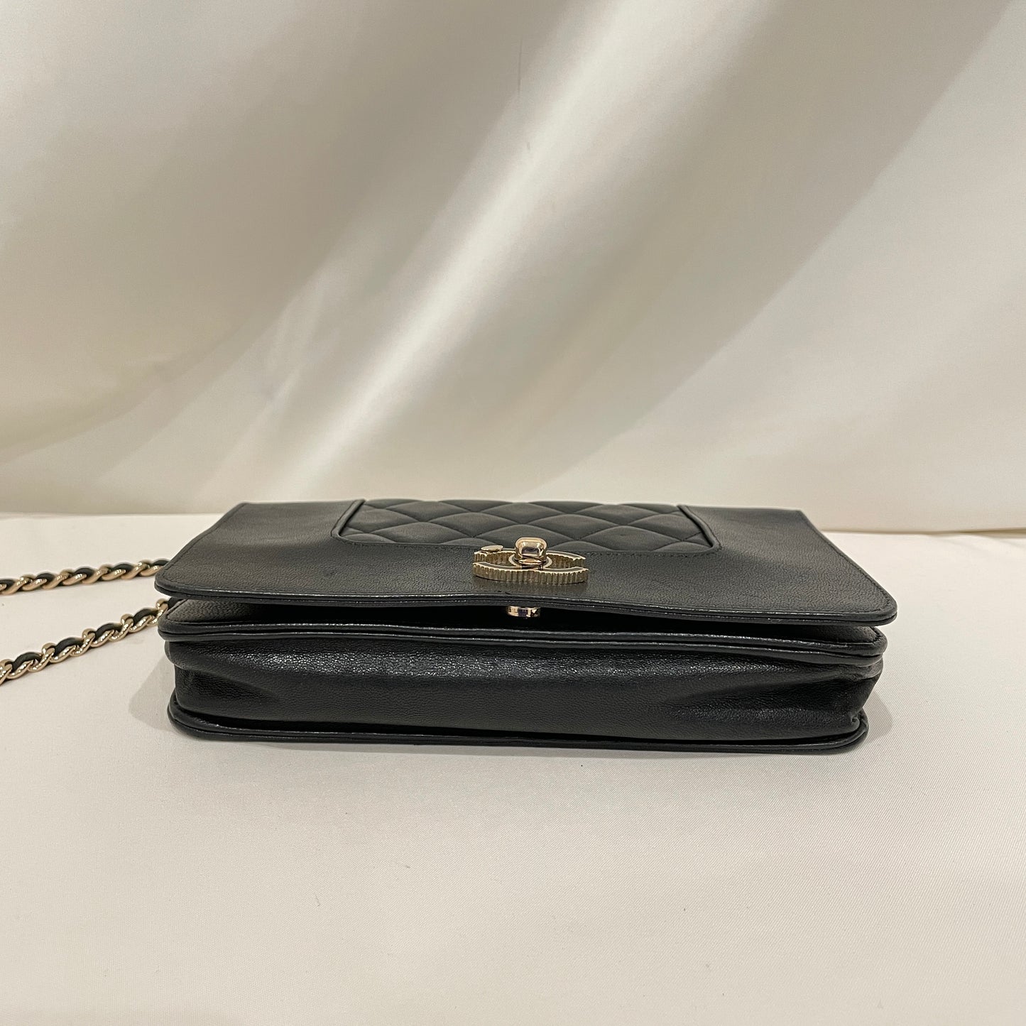 Chanel Black Calfskin Gold Hardware Mademoiselle Wallet On Chain Sku# 80840